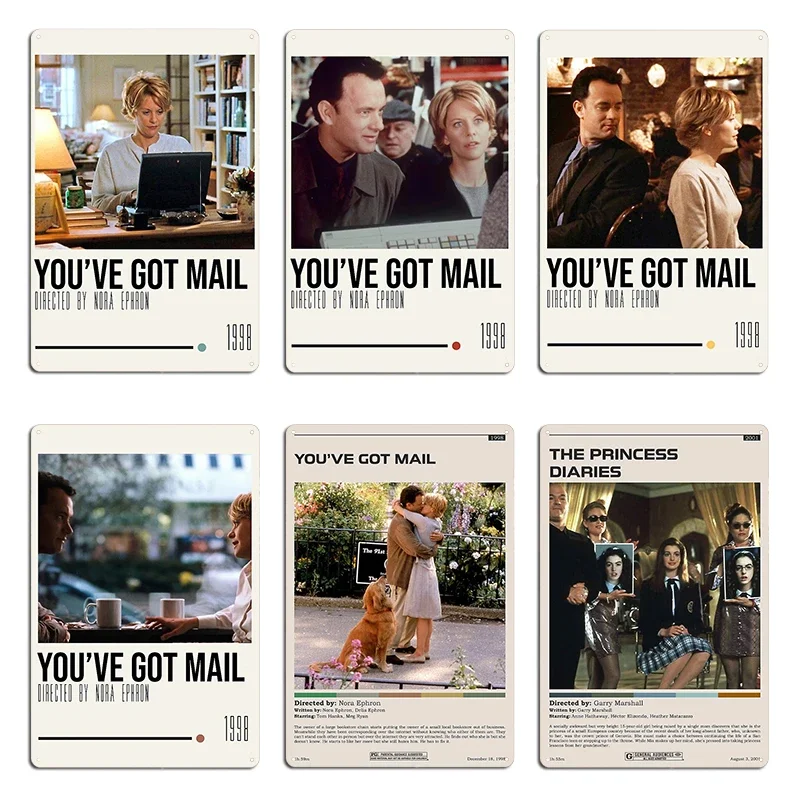 Home Cinema Inspiration - ป้ายโลหะลายภาพยนตร์สไตล์วินเทจ You've Got Mail สำหรับตกแต่งบ้าน ป้ายดีบุกพิมพ์ลายโรงภาพยนตร์