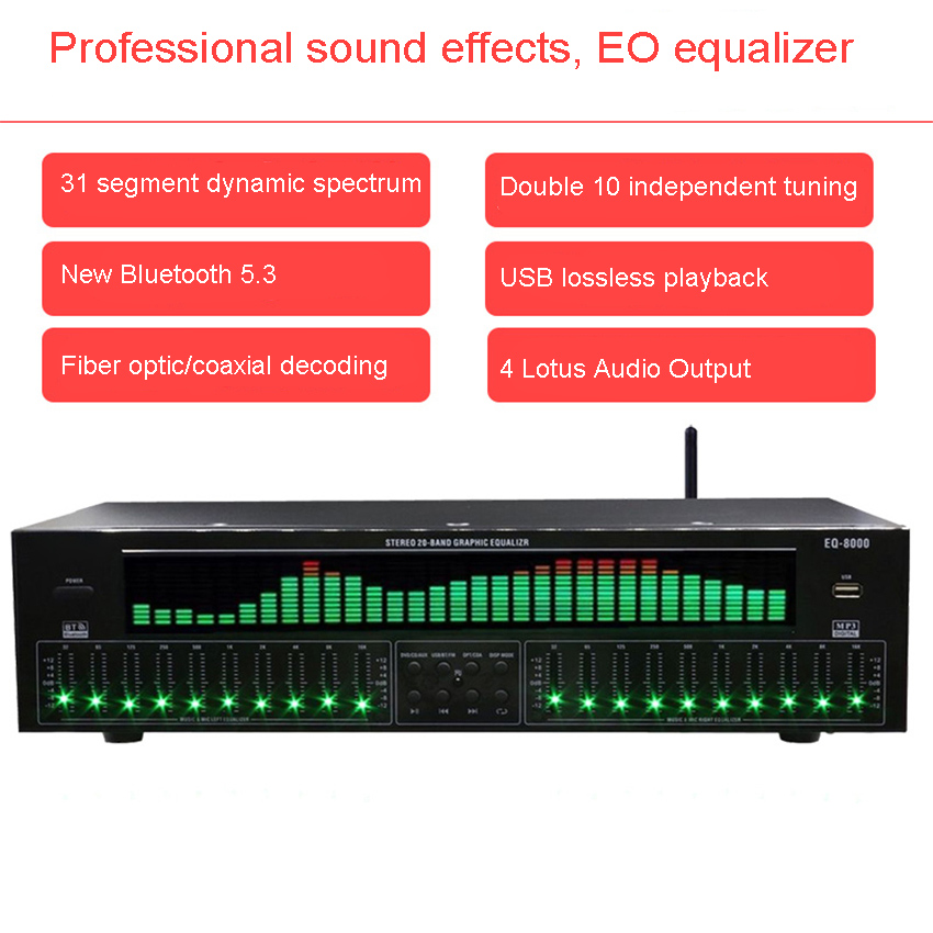 Home Cinema Receiver - EQ8000 อีควอไลเซอร์ บลูทูธ 5.3 ไฟเบอร์โคแอกเชียล ดิจิตอลออดิโอดีโคดดิ้ง