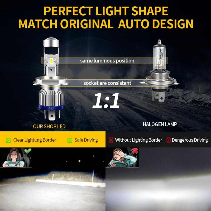 H4 HS1 LED รถจักรยานยนต์ไฟหน้า - Projector Lamp Replacement บทวิจารณ์และราคา