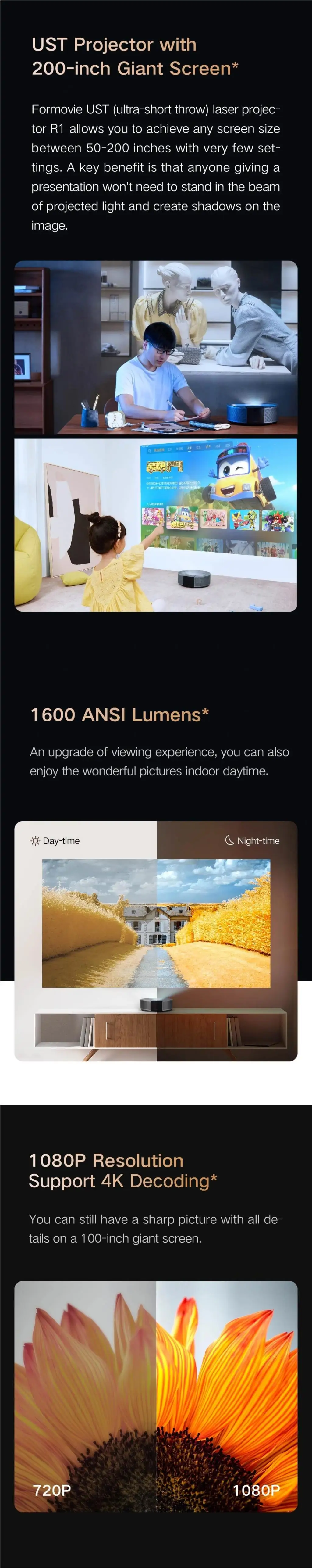 โปรเจคเตอร์เลเซอร์ UST ความละเ - Home Cinema Laser Projector บทวิจารณ์และราคา