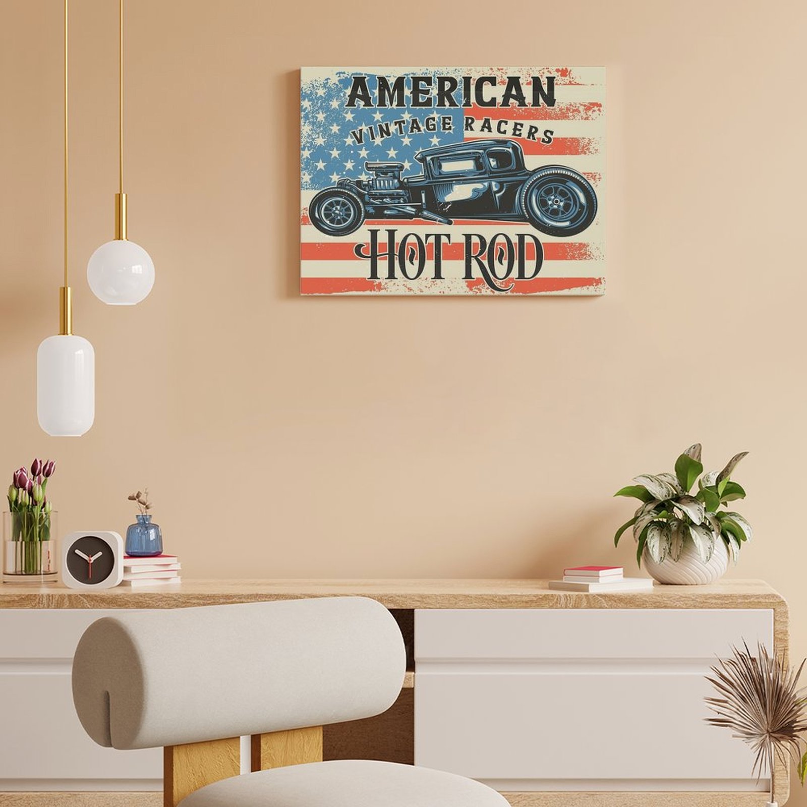 อเมริกัน Hot Rod ภาพวาดผ้าใบห้ - Home Cinema Design บทวิจารณ์และราคา