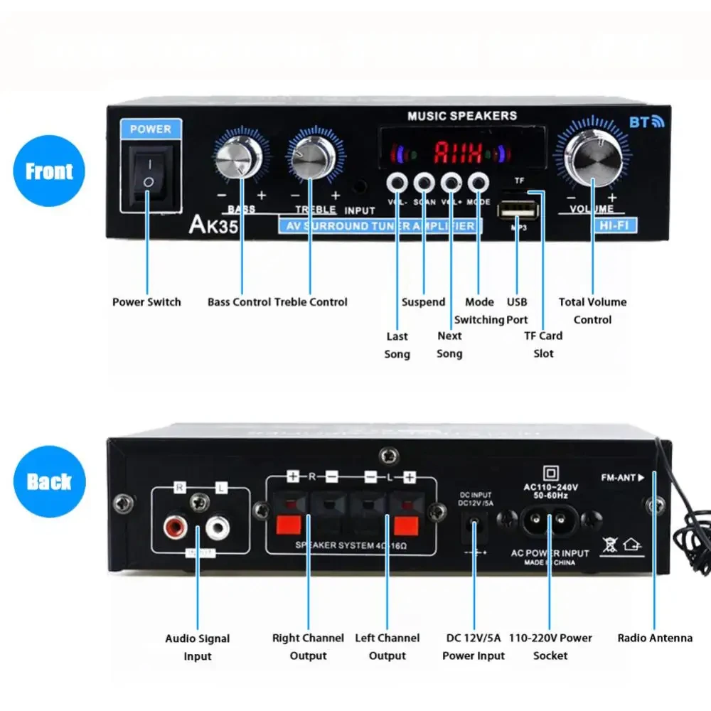 HiFi Digital AK35 บลูทูธเครื่อ - Home Cinema Receiver บทวิจารณ์และราคา