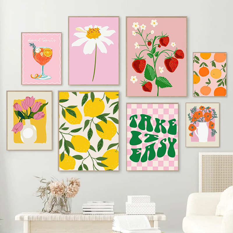ภาพวาดบนผ้าใบลายดอกไม้สีสันสดใ - Home Cinema Wall Art บทวิจารณ์และราคา